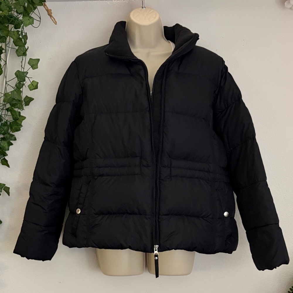 Lands’ End Women’s Down Puffer Jacket Black XL Petite Insulated Winter Coat